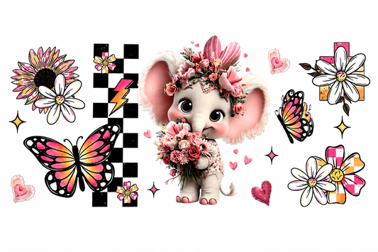MCW-AN009 Boho Blossom Elephant