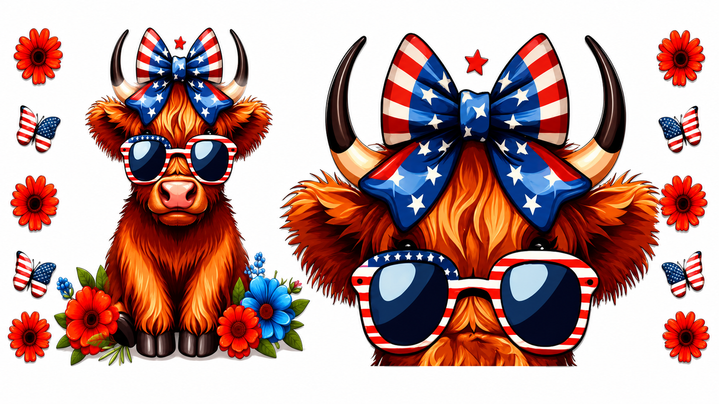 MCW-PA001 | Patriotic Highland Cow
