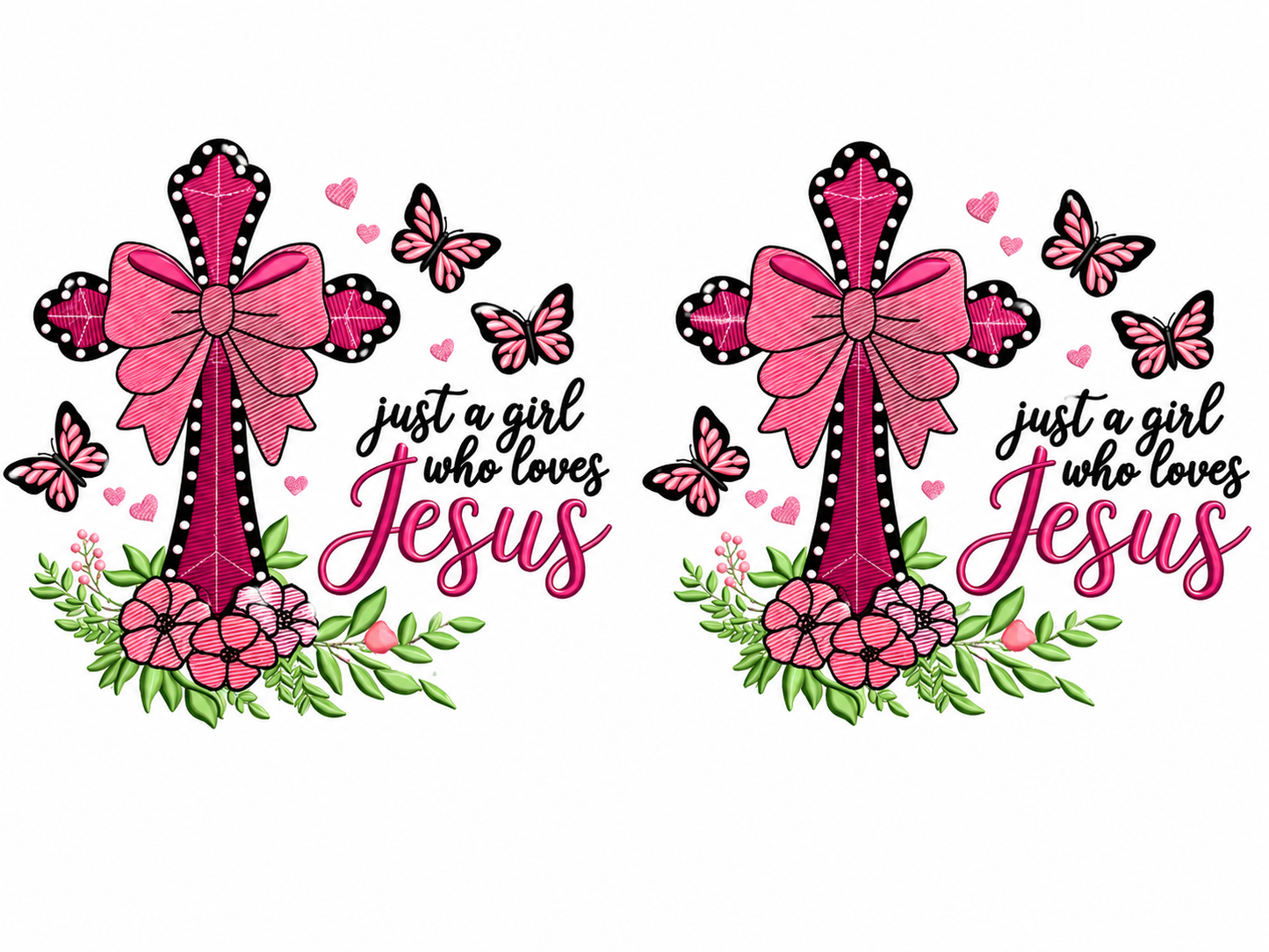 MCW-RE010 | Just a Girl Who Loves Jesus Pink Cross