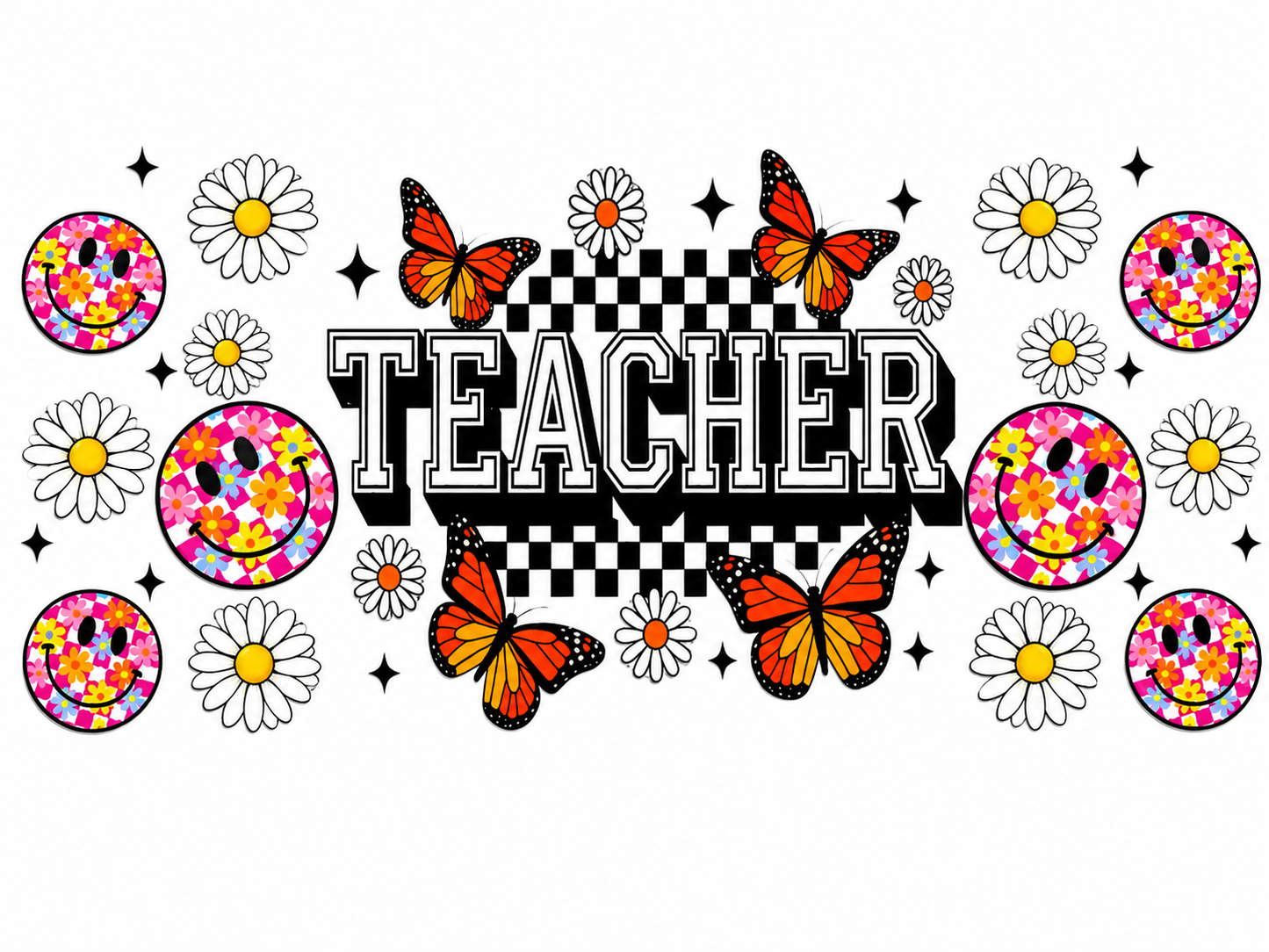 MCW-SC001 | Retro Teacher Smiley & Butterfly