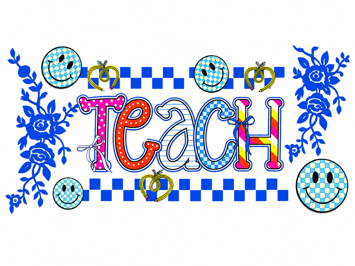 MCW-SC004 | Retro Teach Checkerboard Floral