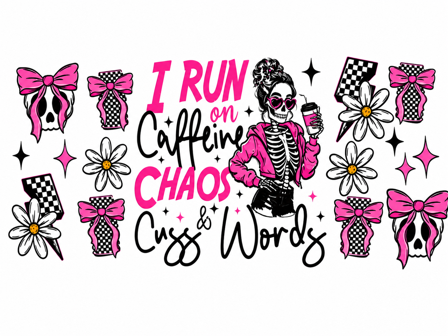 MCW-SQ002 | I Run on Caffeine, Chaos & Cuss Words