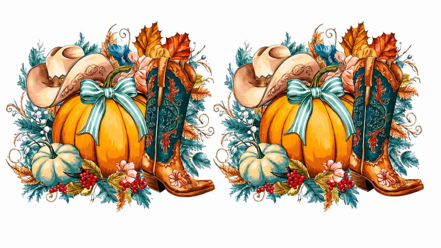 MCW-WE001 | Fall Pumpkin Cowboy Boots