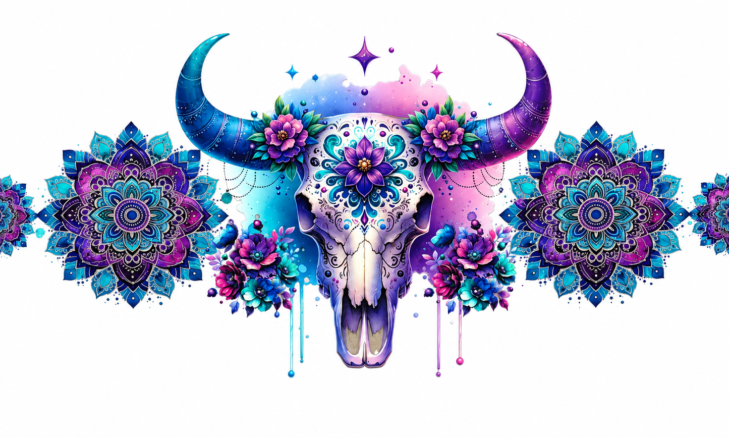 MCW-WE003 | Boho Purple Bull Skull
