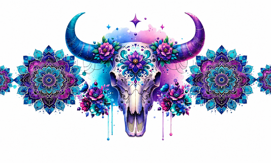 MCW-WE003 | Boho Purple Bull Skull