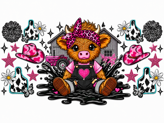 MCW-WE012 | Pink Farm Highland Cow