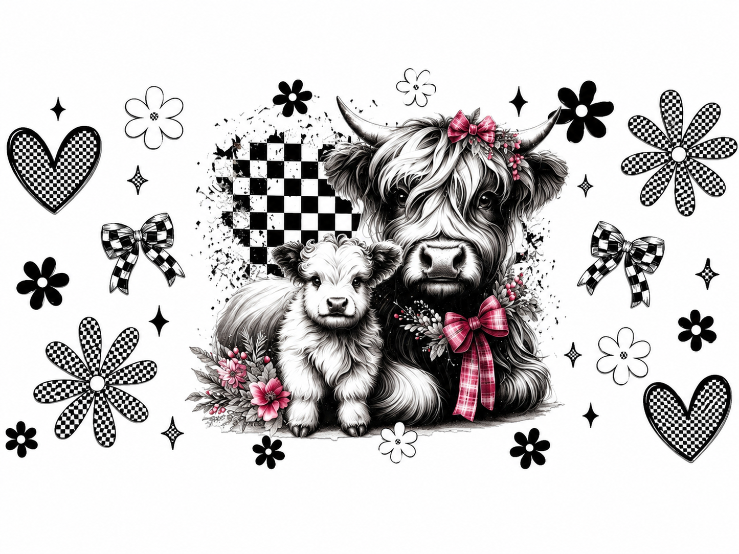 MCW-WE013 | Checkered Highland Cow & Calf